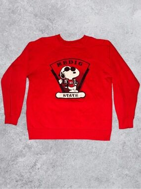 Vintage 1970s Snoopy Joe Cool Artex Crewneck Sweatshirt Red Size Large